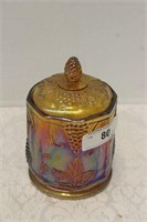 CARNIVAL GLASS LIDDED CANDY DISH