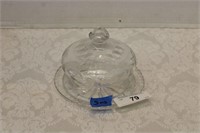 ETCHED COVERED GLASS BUTTER DISH