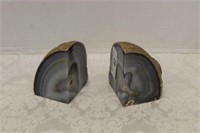 PAIR OF AGATE BOOKENDS