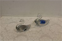 PAIR OF SMALL GLASS SWANS
