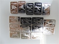 (16) 1g Silver Bars - Airplane & Jets Collection