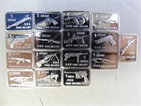 (16) 1g Silver Bars - All Guns Collection