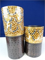 Pair of Large Metal Candle Votives