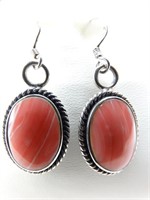 925 Silver & Pink Coral French Wire Earrings