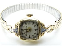 Antique Bulova 10k Gold Filled & Diamond Watch