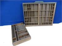 2-Piece wooden organizer trays