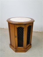 Round Marble Wood Accent Table
