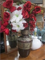 Heavy Beautiful Egyptian Vase W/Flowers