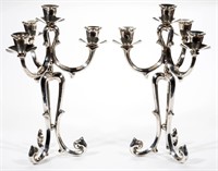 MEXICAN STERLING SILVER CANDELABRUM, PAIR,