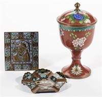 ASSORTED CHINESE OR RUSSIAN STYLE CLOISONNE