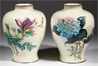 ANDO JUBEI JAPANESE SILVER AND CLOISONNE VASES,