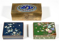 JAPANESE CLOISONNE BOXES, LOT OF THREE,