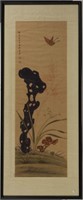 CHINESE SCROLL WATERCOLOR PAINTING, depicting a