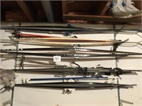 5 SETS OF SKIS & MISC. POLES