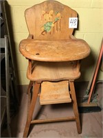 OLD WOODEN HIGH CHAIR