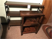 SMALL WOODEN SHELF & METAL SHELF