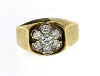 14kt Gold Men's 3/4 ct KY Cluster Diamond Ring