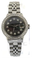 Ladies Oyster Datejust Blk MOP Diamond Rolex Watch