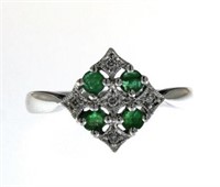 14kt Gold Antique Emerald & Diamond Ring
