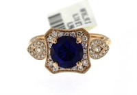 14kt Rose Gold 3.09 ct Sapphire & Diamond Ring