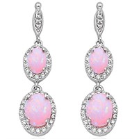 Elegant 4.00 ct Pink Opal Dangle Earrings