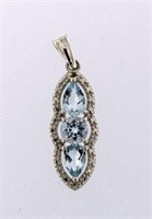 Genuine 2.00 ct Blue Topaz & Diamond Pendant