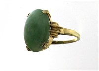 14kt Gold Antique 4.10 ct Jade Solitaire Ring