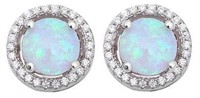 Round 2.00 ct Fire Opal Solitaire Earrings