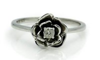 Antique Style Diamond Solitaire Flower Ring