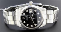 Men's Oyster Date Black Diamond Dial Rolex Watch