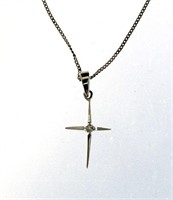 14kt Gold Diamond Cross Pendant w' 16" Necklace