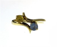 14kt Gold Genuine Yellow Sapphire-Blue Topaz Ring