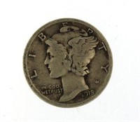 1918-D Mercury Silver Dime *Key Date