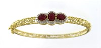 Antique Style Genuine Ruby & Diamond Bracelet