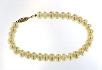 14kt Gold Natural 8-8.5 mm Pearl 7.5" Bracelet