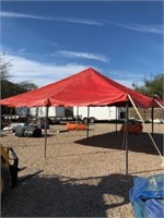20' x 20' Framed Tent, Red w/ Frame/Poles