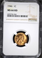 1946  LINCOLN CENT, NGC MS-66 RED