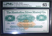 1870's $5 MANHATTAN SILVER MINING CO.