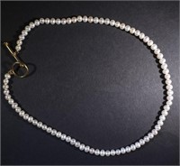 FANCY 14kt YELLOW GOLD TOGGLE & PEARL NECKLACE