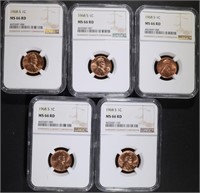 5 - 1968-S LINCOLN CENTS NGC MS66 RD