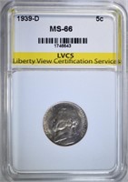 1939-D JEFFERSON NICKEL LVCS SUPERB GEM BU