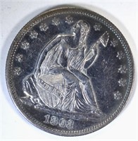 1863 SEATED HALF DOLLAR, AU/BU RARE!!