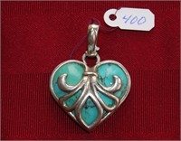 Heart Shaped Turquoise Slide in Sterling Silver