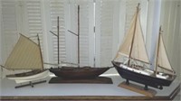 TRAY OF WOODEN SAILBOATS