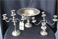 Assort. Lot (2) Candle Holders, (1) Serving Bowl