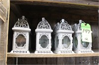 (12) Candle Lanterns, White Metal, Approx. 8"T