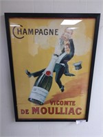 Vintage Champagne Vicomte De Moulliac framed