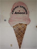 Cedar Springs Amoco plywood advertising Ice Cream