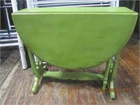 Olive Green Drop Leaf Gate Leg Table w/2 Drawers
