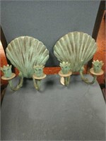 Pair of shell candle holders